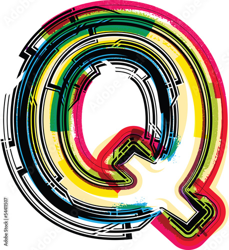 Vector: Colorful Grunge LETTER Q Colorful Grunge LETTER Q