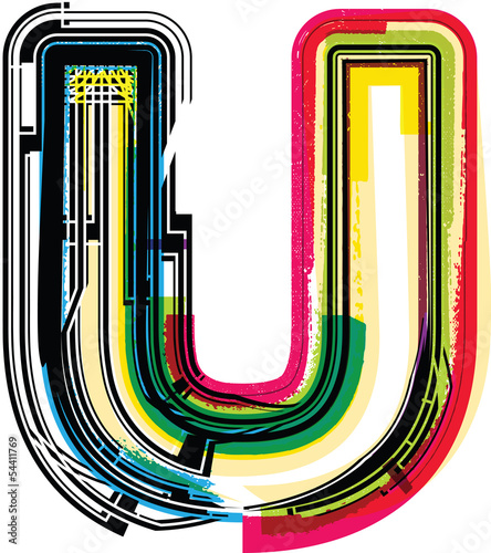 Vector: Colorful Grunge LETTER U Colorful Grunge LETTER U