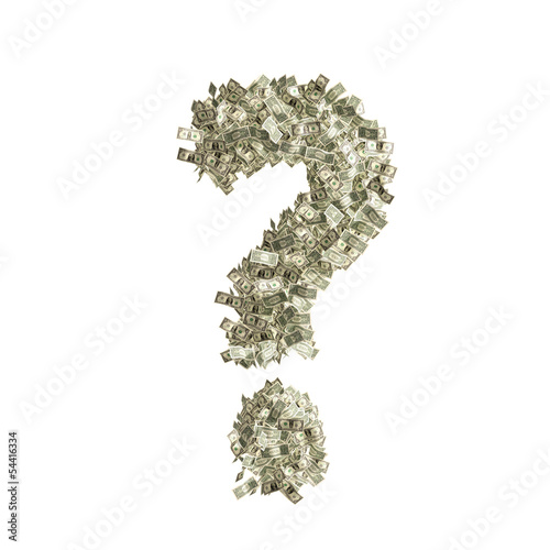 Photo: Fragezeichen ? gebildet aus Dollar Banknoten Fragezeichen ? gebildet aus Dollar Banknoten