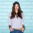 young woman winking young woman winking