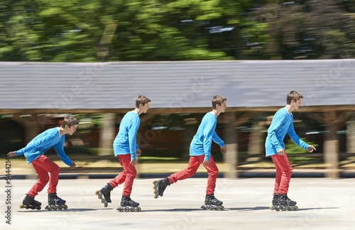 Photo: driving with roller blades driving with roller blades