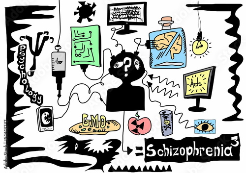 Illustration: doodle concept schizophrenia doodle concept schizophrenia