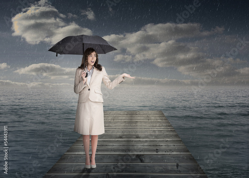 Photo: Elegant businesswoman holding an umbrella Elegant businesswoman holding an umbrella