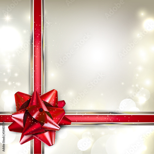 Vector: Elegant Holiday background with red bow and place for text. Vect Elegant Holiday background with red bow and place for text. Vect