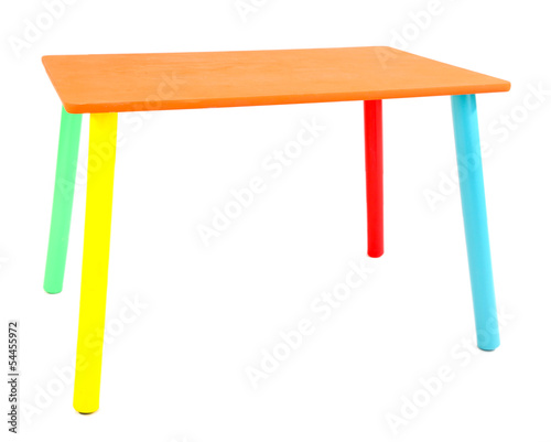 Photo: Small and colorful table for little kids isolated on white Small and colorful table for little kids isolated on white