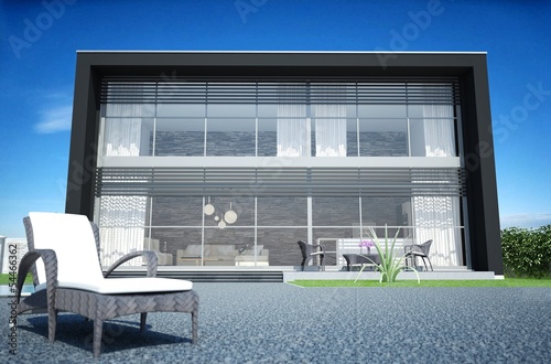 Illustration: Flachdachvilla mit Pool Flachdachvilla mit Pool