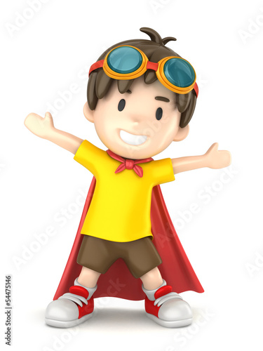 Illustration: 3d render of a superhero boy 3d render of a superhero boy