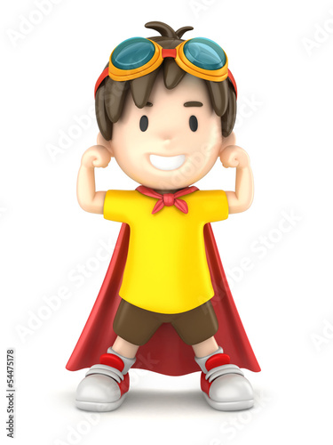 Illustration: 3d render of a superhero boy 3d render of a superhero boy