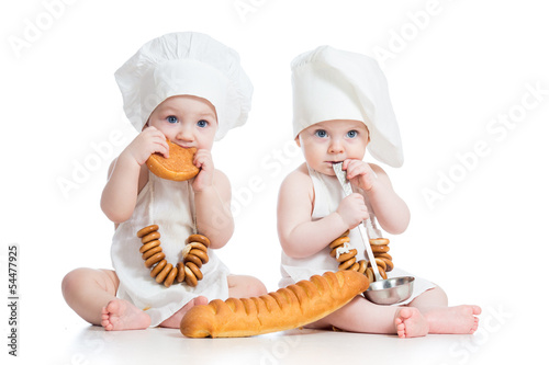 Photo: Little bakers babies boy and girl Little bakers babies boy and girl