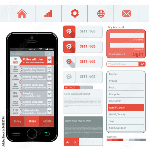 Vector: Interface elements using flat design Interface elements using flat design