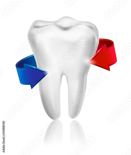 Vector: White tooth surrounded by beams. Taking care of teeth concept. V White tooth surrounded by beams. Taking care of teeth concept. V