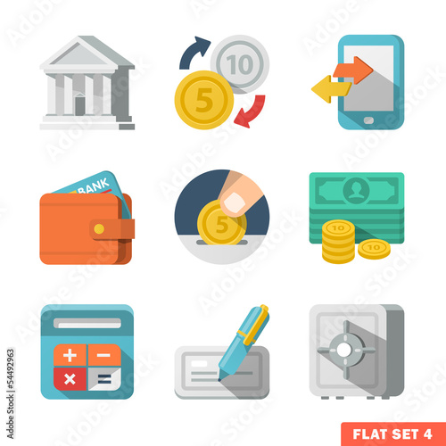 Vector: Money Flat icon set for Web and Mobile Application. Money Flat icon set for Web and Mobile Application.