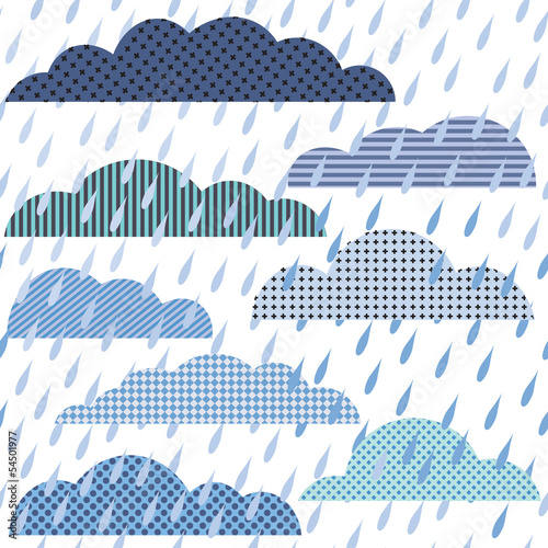  Rainy seamless pattern with clouds. Vector pattern