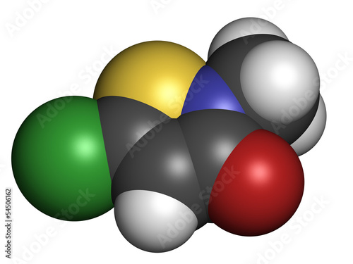 Illustration: Methylchloroisothiazolinone preservative molecule Methylchloroisothiazolinone preservative molecule