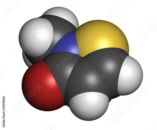 Illustration: Methylisothiazolinone (MIT, MI) preservative molecule Methylisothiazolinone (MIT, MI) preservative molecule
