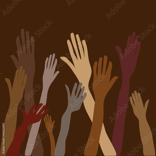 Vector: vector of raised Hands as symbol of volunteer vector of raised Hands as symbol of volunteer