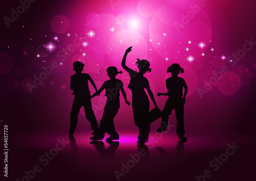 Illustration: Boys and girls dancing Boys and girls dancing