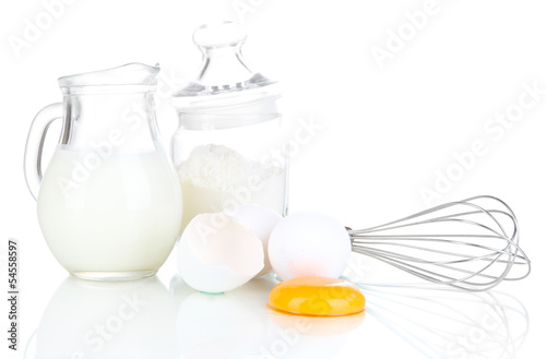 Photo: Ingredients for dough isolated on white Ingredients for dough isolated on white