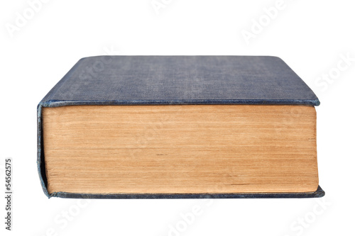 Photo: Closeup of the bottom edge of a book isolated on white Closeup of the bottom edge of a book isolated on white