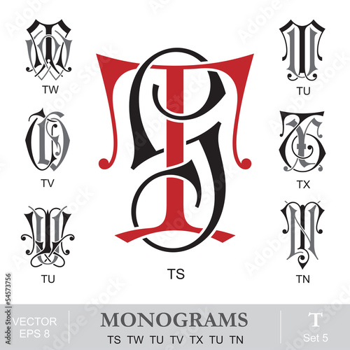 Vector: Vintage Monograms TS TW TU TV TX TU TN Vintage Monograms TS TW TU TV TX TU TN