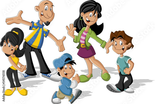 Vector: Colorful cute happy cartoon latin family. Latinamericans. Colorful cute happy cartoon latin family. Latinamericans.