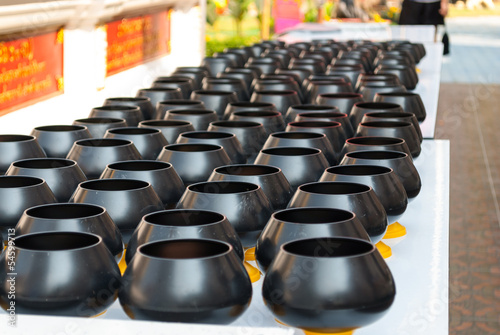 Photo: Small Black Bowls for Alms to Buddhist Monks Small Black Bowls for Alms to Buddhist Monks