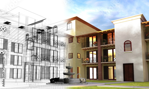 Illustration: Rendering progetto, esterni, condominio, Appartamento Rendering progetto, esterni, condominio, Appartamento