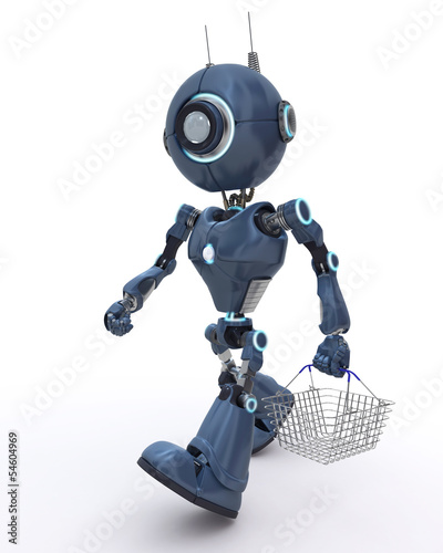 Illustration: Android with shopping basket Android with shopping basket