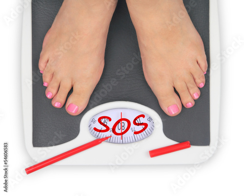 Photo: Woman' s feet on bathroom scale Woman' s feet on bathroom scale