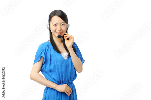 Photo: ヘッドセットをした女性 ヘッドセットをした女性