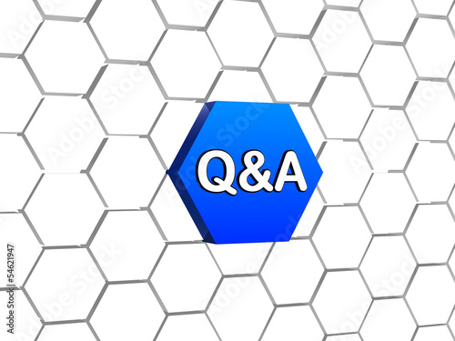 Illustration: q&a sign in blue hexagon q&a sign in blue hexagon