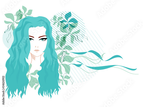 Vector: Facial of a woman in abstract decoration with white background Facial of a woman in abstract decoration with white background