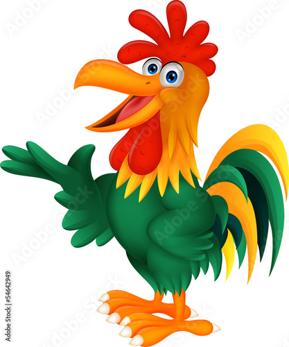 Vector: Cute rooster cartoon presenting Cute rooster cartoon presenting