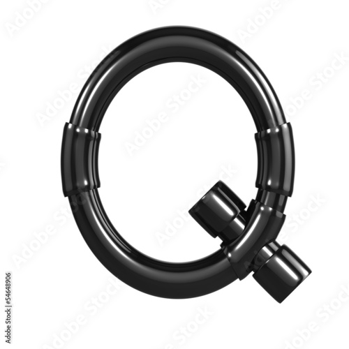 Illustration: Black Plastic Alphabet Q Black Plastic Alphabet Q