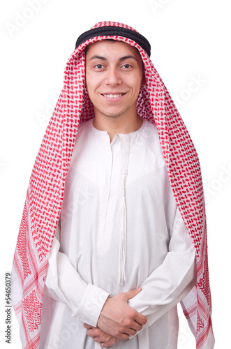 Photo: Young arab man isolated on white Young arab man isolated on white