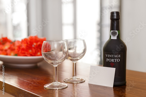 Photo: Port Wine Glasses and Bottle Port Wine Glasses and Bottle