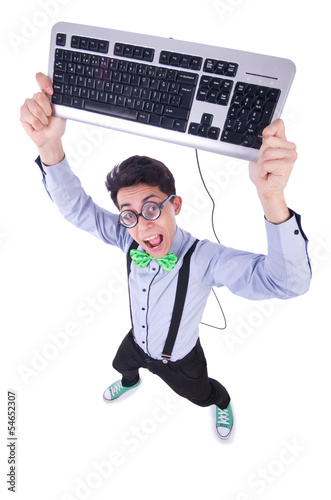 Photo: Computer geek nerd in funny concept Computer geek nerd in funny concept