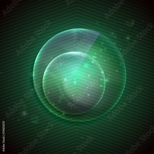 Vector: abstract green background with glass transparent sphere. abstract green background with glass transparent sphere.