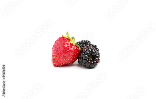 Photo: Strawberries and blackberries. Strawberries and blackberries.