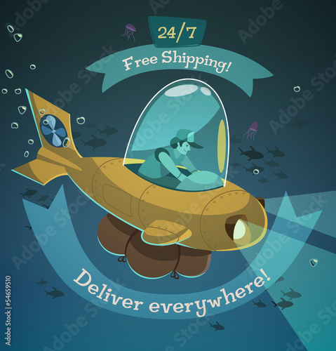 Vector: Deliver everywhere. Shipping illustration. Deliver everywhere. Shipping illustration.