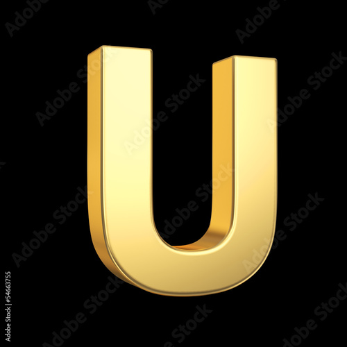 Illustration: 3D golden letter isolated with clipping path on white 3D golden letter isolated with clipping path on white