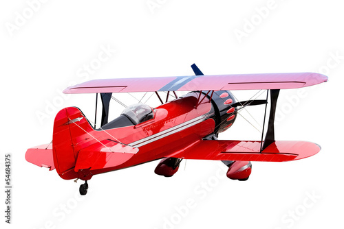 Photo: old plane isolated. red plane. old plane isolated. red plane.