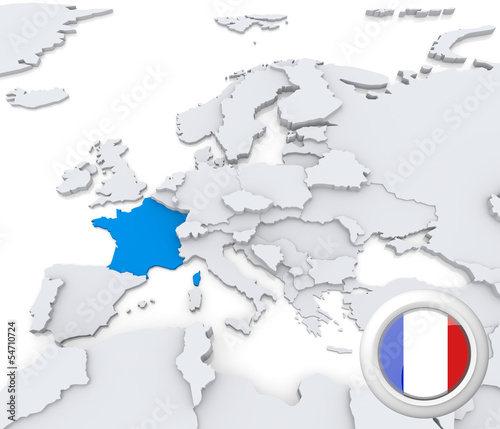 Illustration: France on map of Europe France on map of Europe
