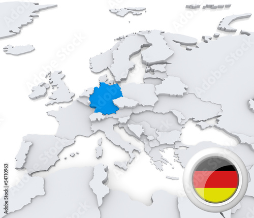 Illustration: Germany on map of Europe Germany on map of Europe