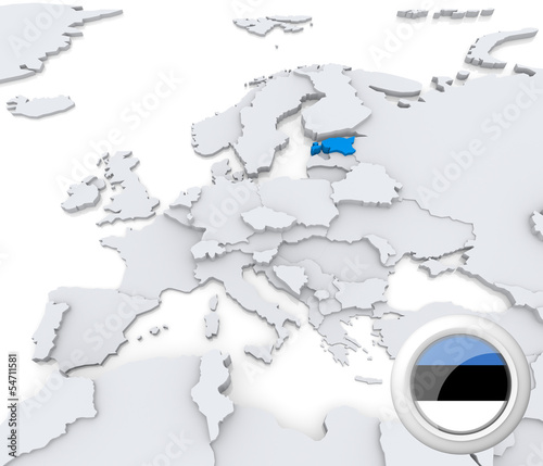 Illustration: Estonia on map of Europe Estonia on map of Europe