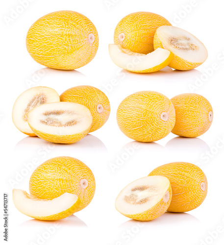Photo: Set fresh honeydew melon isolated on a white background Set fresh honeydew melon isolated on a white background