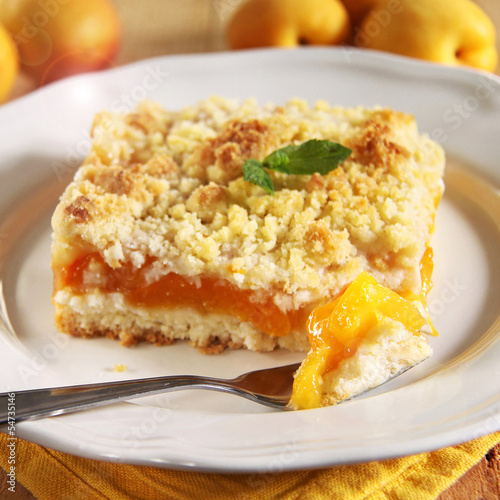 Photo: aprikosen streusel kuchen mit minzblättchen aprikosen streusel kuchen mit minzblättchen