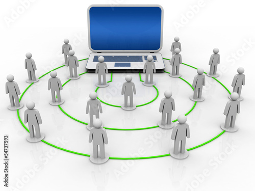 Illustration: 3d people, man , human and laptop network 3d people, man , human and laptop network