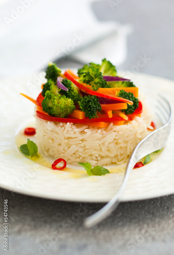 Photo: steamed vegetables with rice steamed vegetables with rice