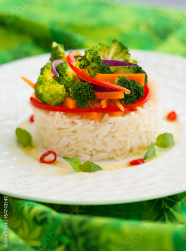 Photo: steamed vegetables with rice steamed vegetables with rice